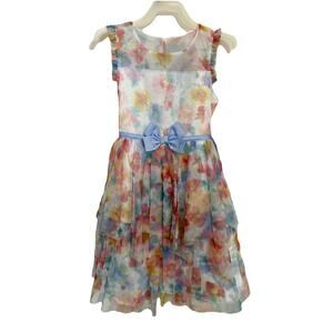 JONA MICHELLE GIRLS DRESS NWT SIZE 6 WH MULTI FLORAL DESIGN LAYERED 11 C 24 L